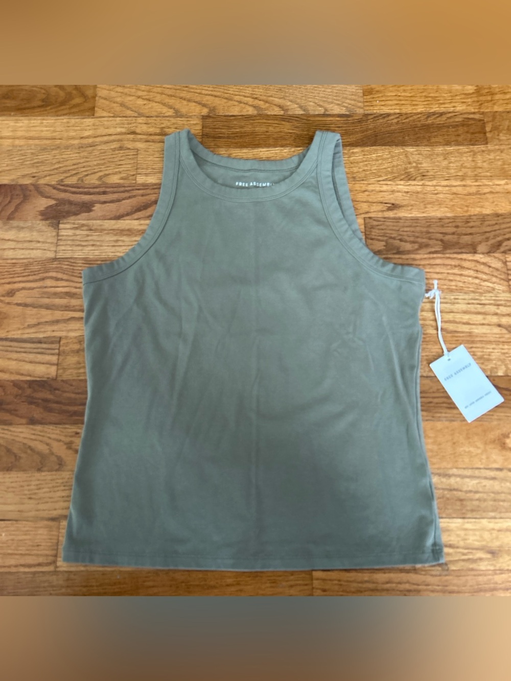Free Assembly Sage Green High Neck Cutaway Tank Top NWT Size Large
